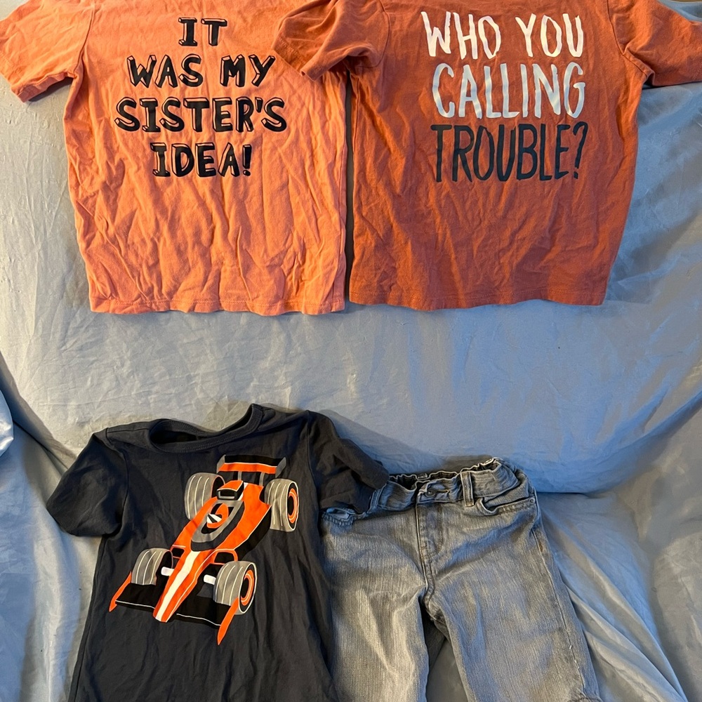 The Children's Place Orange and Black Graphic Tees